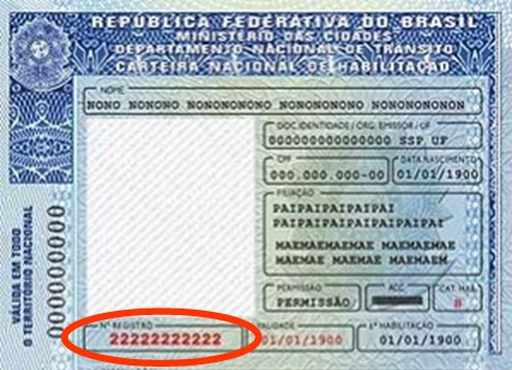 Número de Registro da CNH deve ser utilizado para pesquisas no site do Detran do Estado de Goiás (DENTRAN-GO)