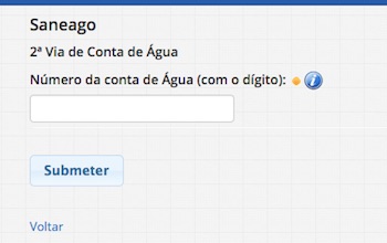 Ferramenta de pesquisa conta de água Saneago